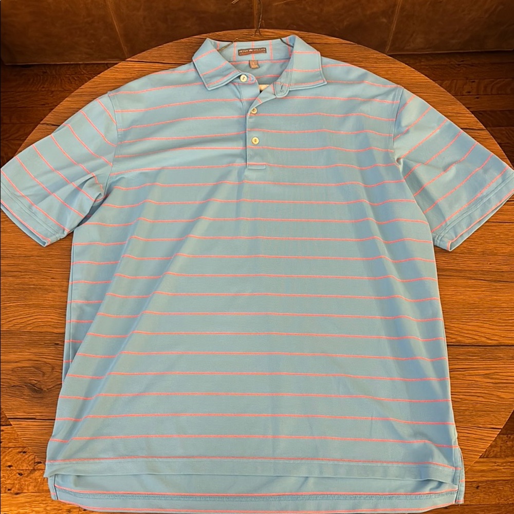 Peter Millar Blue and Pink Polo Shirt Classic Stripes